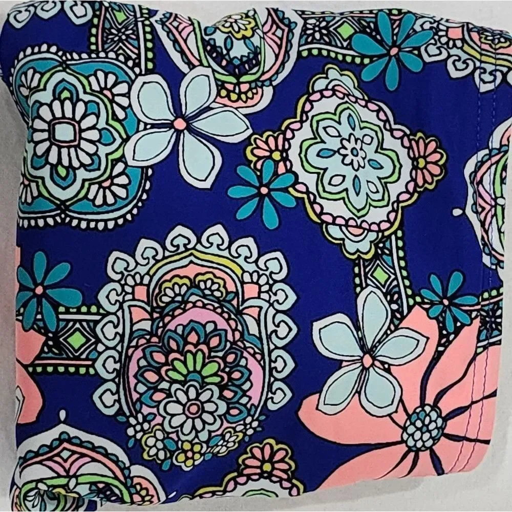 Hobie Womens Pink Blue Floral Bikini Bottom With Adjustable‎ Side Straps Size XL